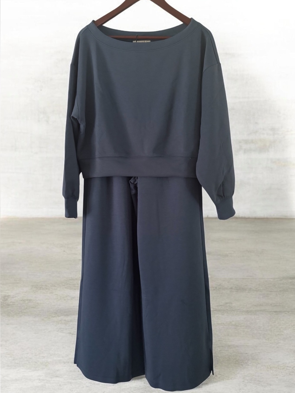 Zenana Boatneck Sweatshirt and Wide Leg Pant Scuba Set